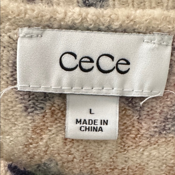 CeCe Floral Knit Sweater - Cream and Multicolor - Picture 3 of 4